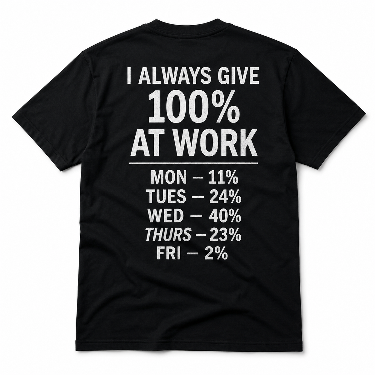 Always Give 100% At Work Funny T-Shirt – Sarcastic Work Humor Tee, Coworker Gift, Office Joke Shirt