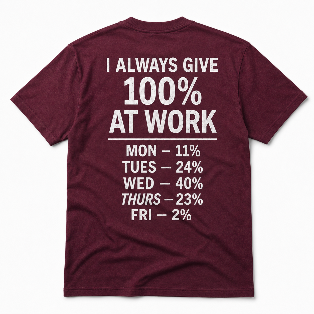 Always Give 100% At Work Funny T-Shirt – Sarcastic Work Humor Tee, Coworker Gift, Office Joke Shirt