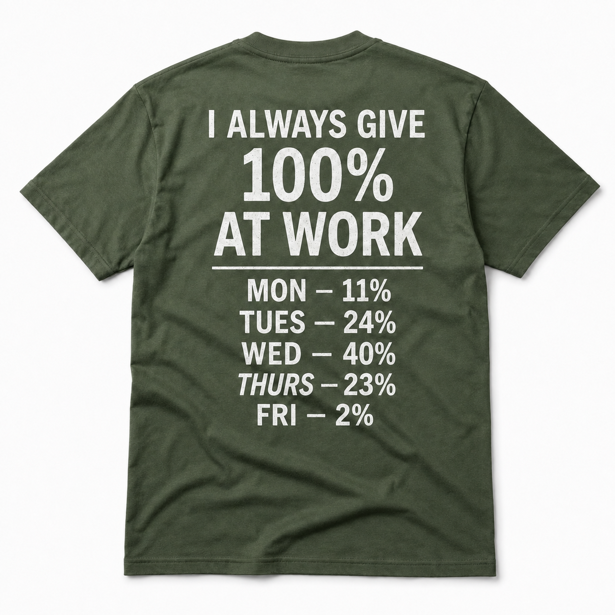 Always Give 100% At Work Funny T-Shirt – Sarcastic Work Humor Tee, Coworker Gift, Office Joke Shirt